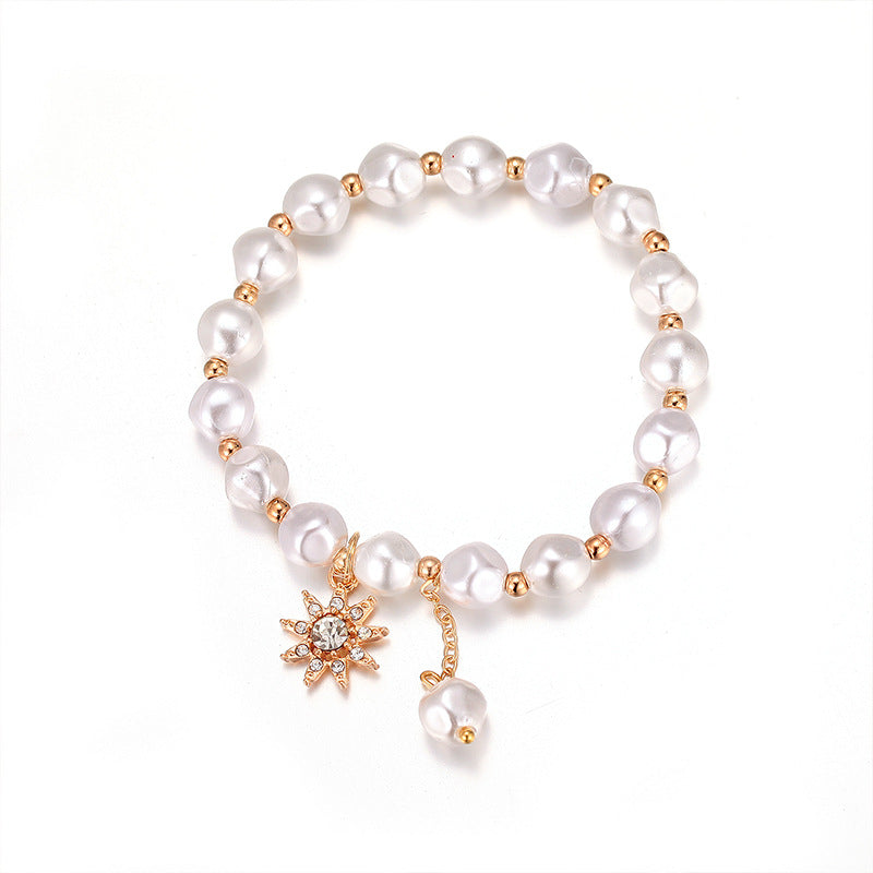 Venta al por mayor Pearl Love Heart Dreamcatcher Pulsera de aleación